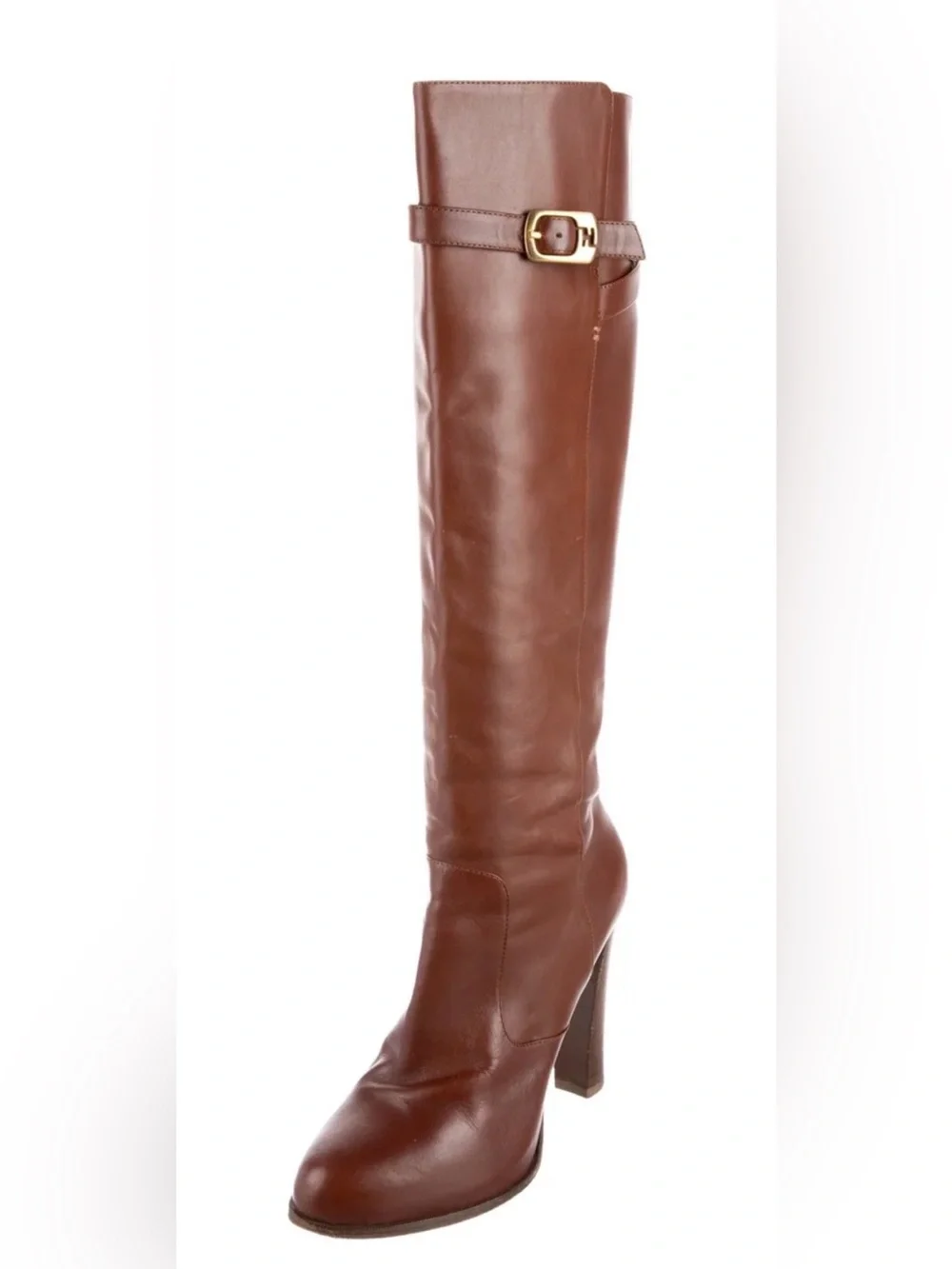 Fendi Women's Tall Brown Leather Riding Boots